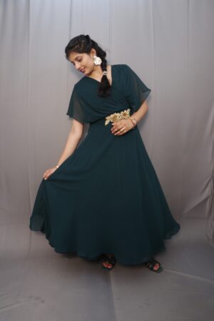 Fay Dress floor Length Green gown for Women-Kiba Fashion